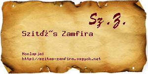 Szitás Zamfira névjegykártya
